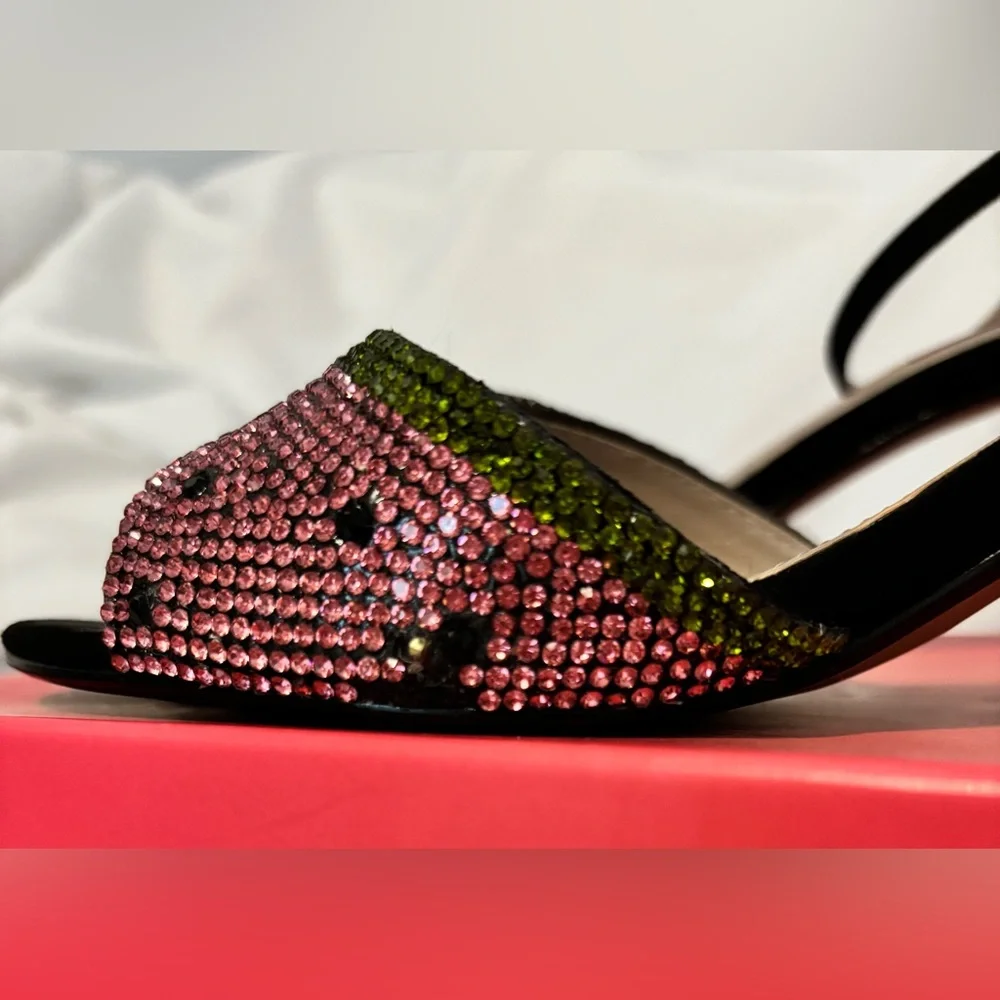 Betsey Johnson Watermelon Rhinestone Heels – Black Multi – Size 10 - Picture 7 of 8